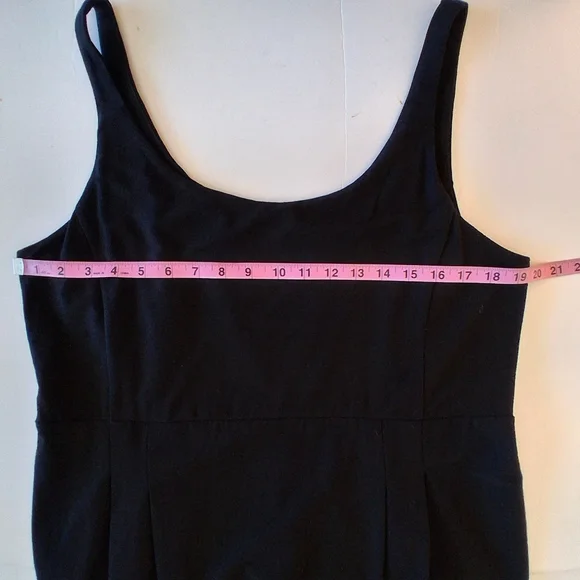 Eileen Fisher Stretch Crepe Sleeveless Sheath Dress Sz Large Black LBD - Picture 7 of 9